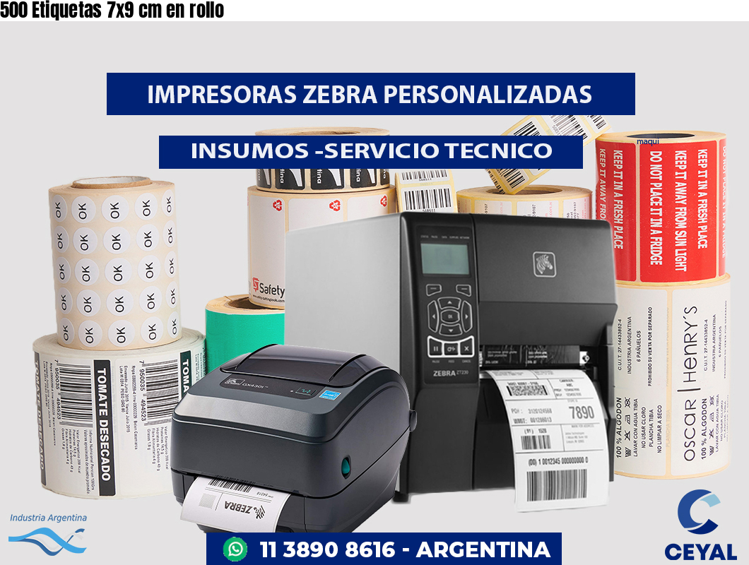 500 Etiquetas 7x9 cm en rollo