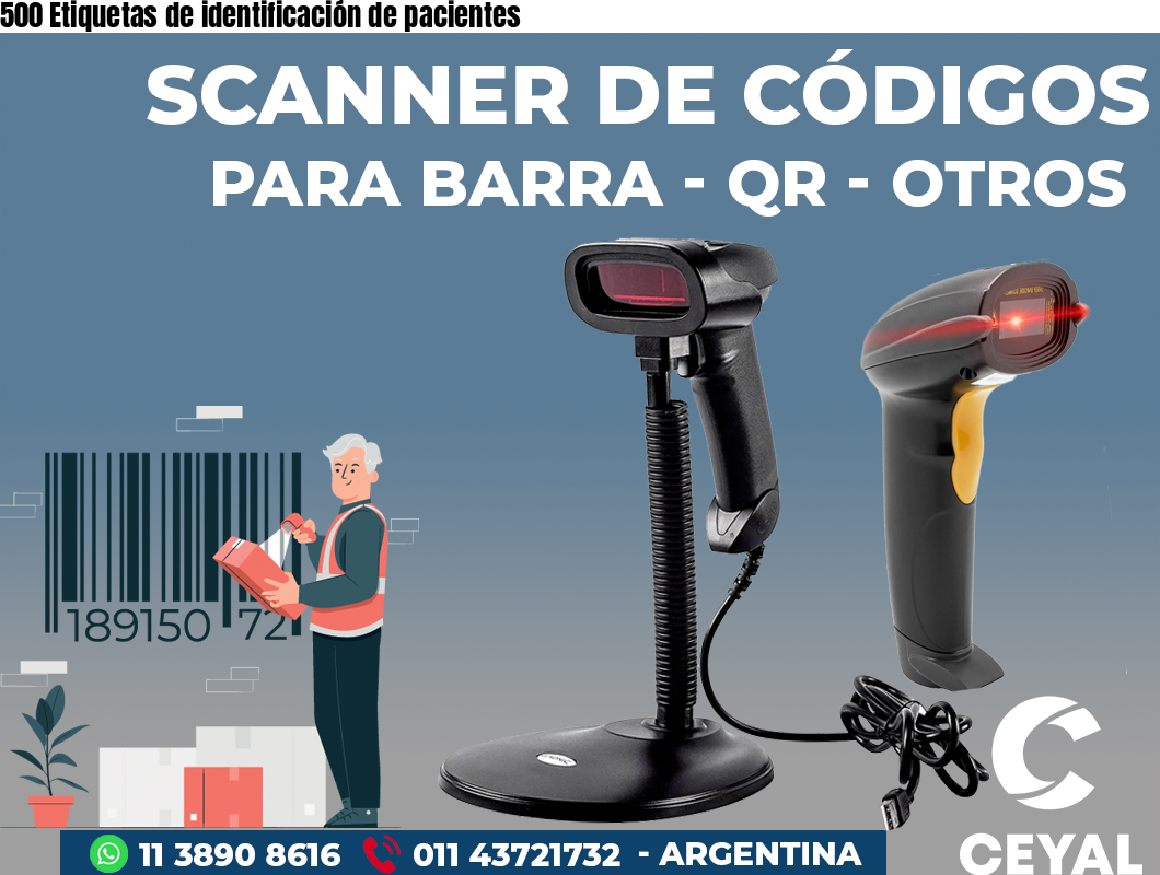 500 Etiquetas de identificación de pacientes
