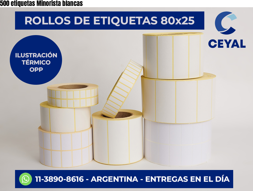500 etiquetas Minorista blancas
