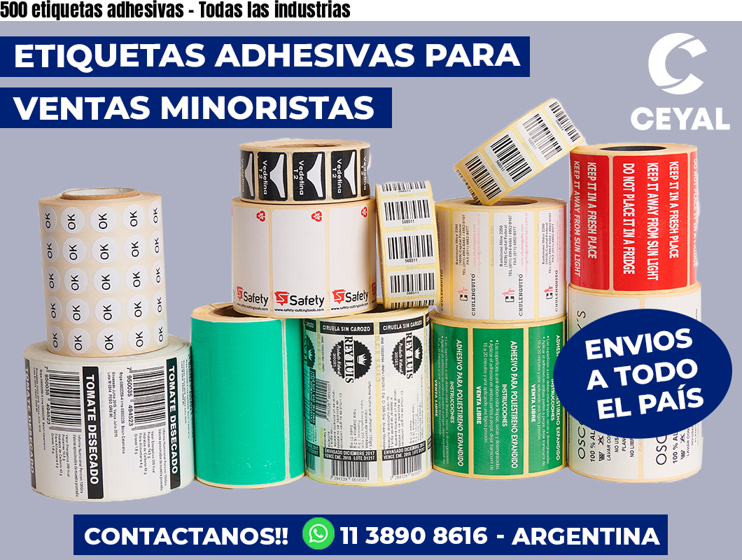 500 etiquetas adhesivas - Todas las industrias
