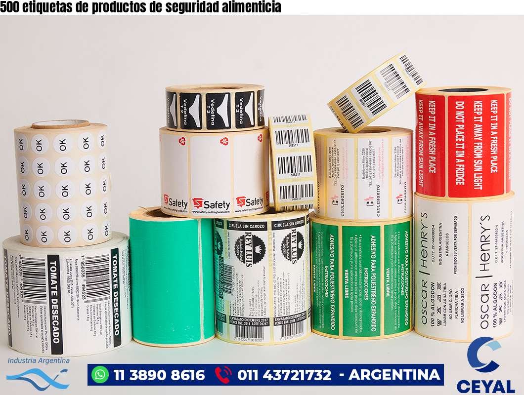 500 etiquetas de productos de seguridad alimenticia