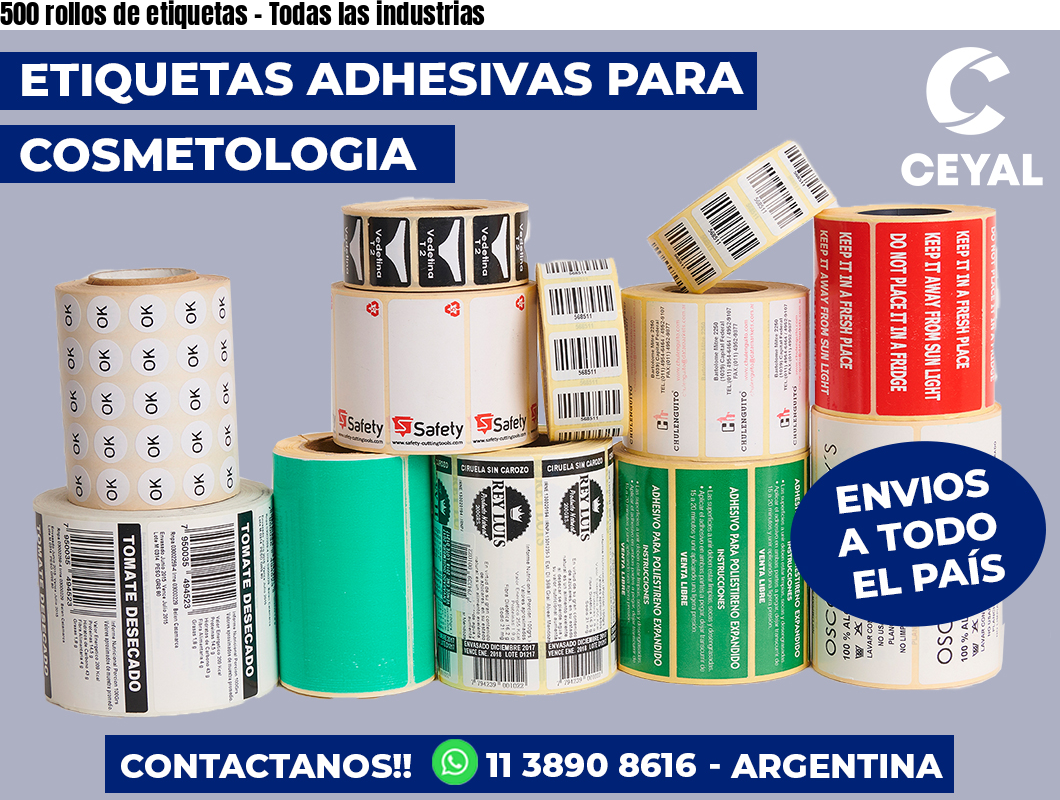 500 rollos de etiquetas – Todas las industrias
