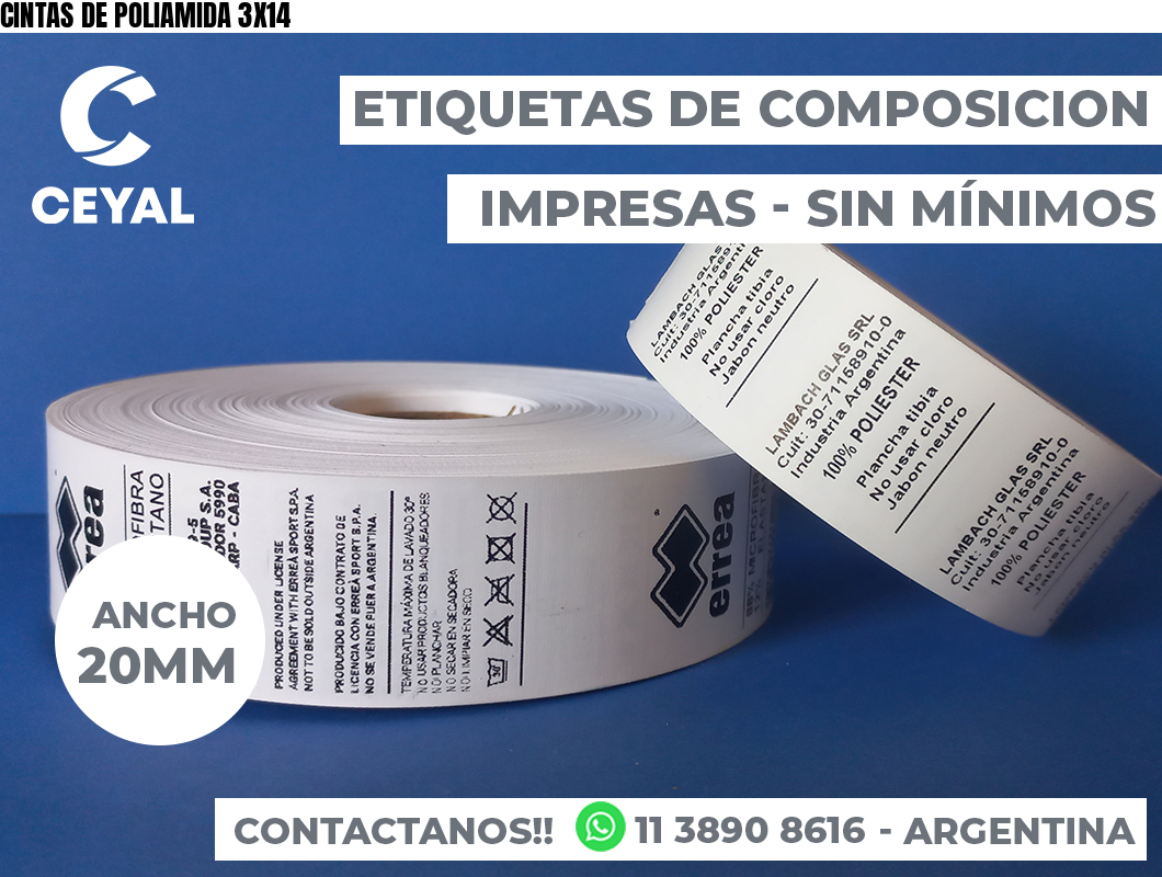 CINTAS DE POLIAMIDA 3X14