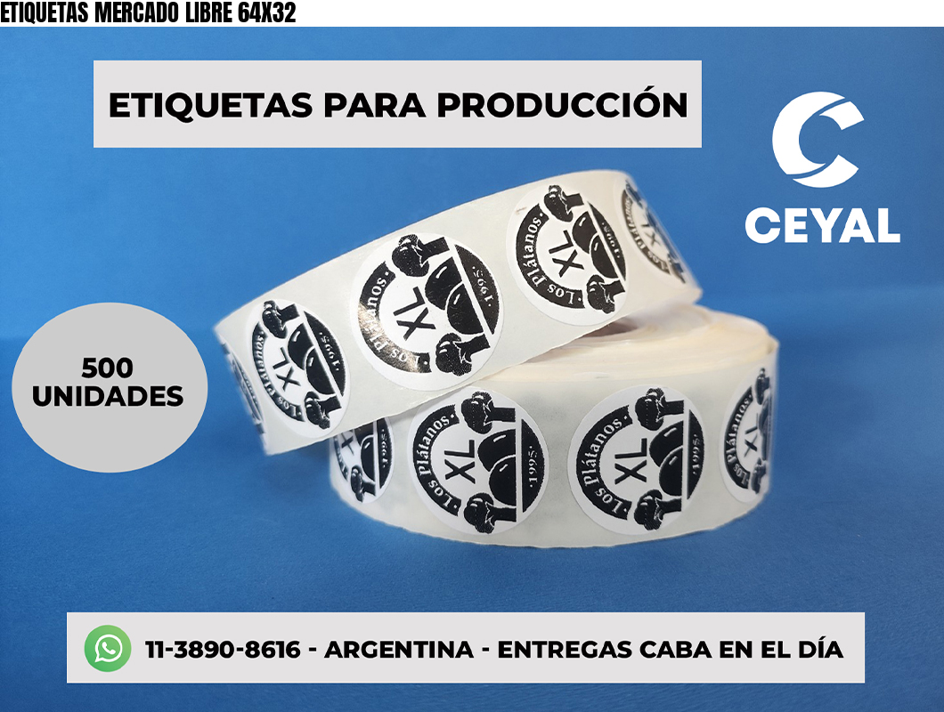 ETIQUETAS MERCADO LIBRE 64X32