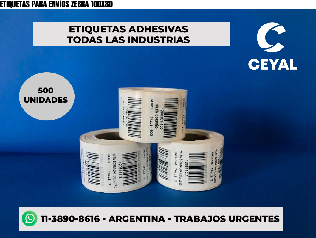ETIQUETAS PARA ENVÍOS ZEBRA 100X80