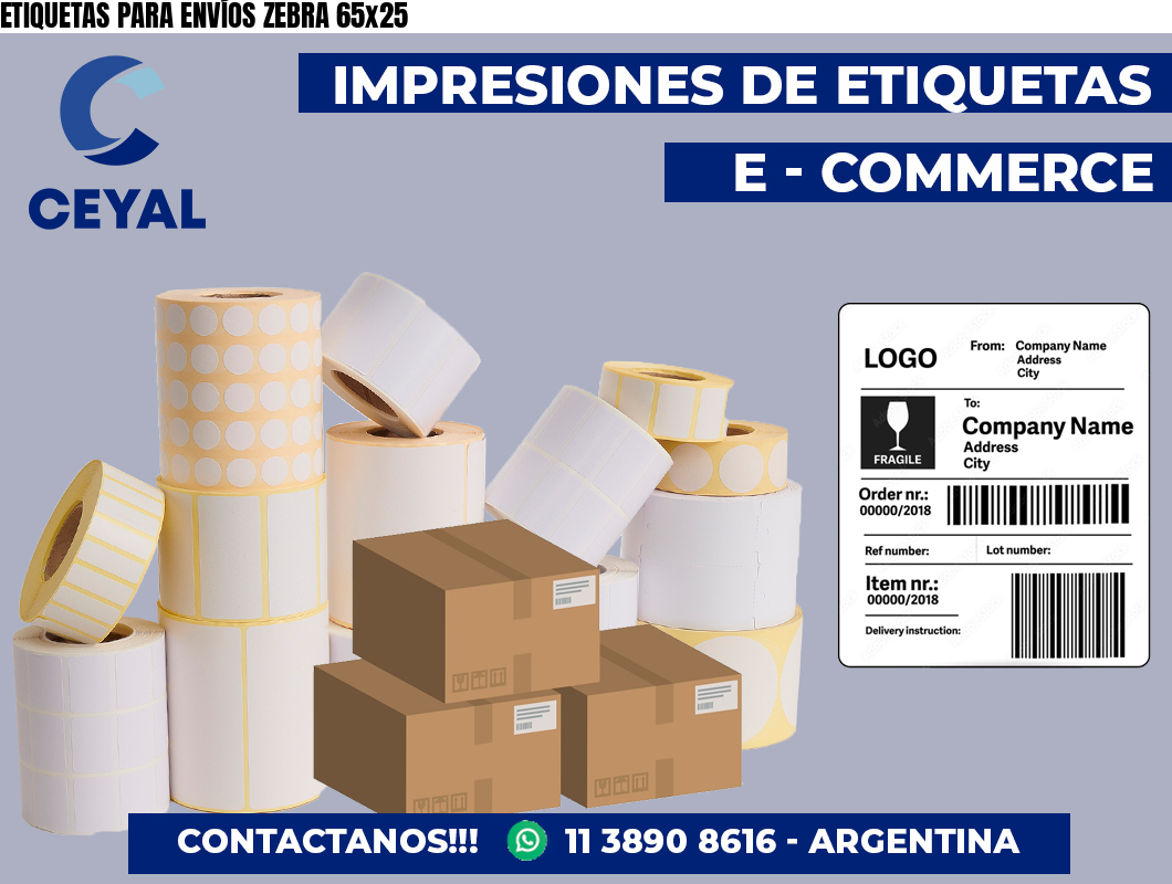 ETIQUETAS PARA ENVÍOS ZEBRA 65×25