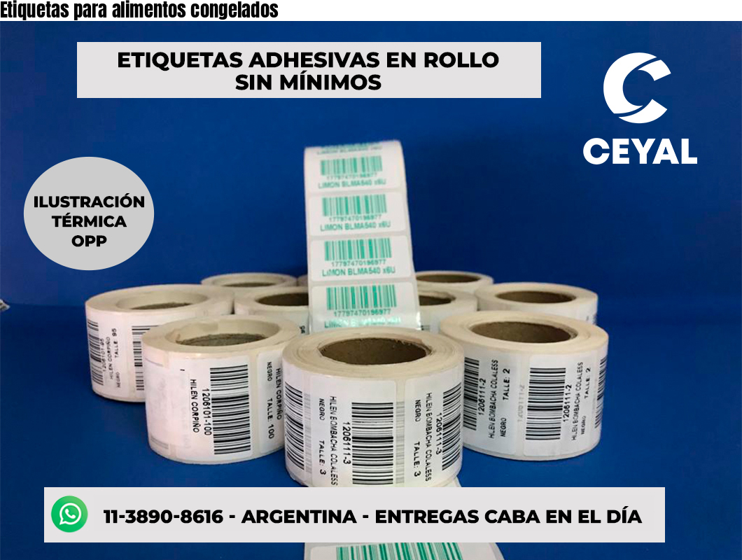 Etiquetas para alimentos congelados