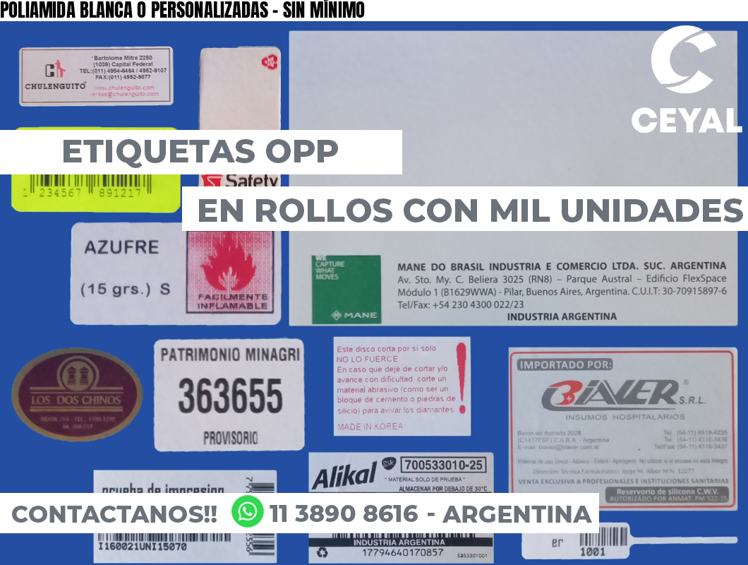 POLIAMIDA BLANCA O PERSONALIZADAS - SIN MÍNIMO