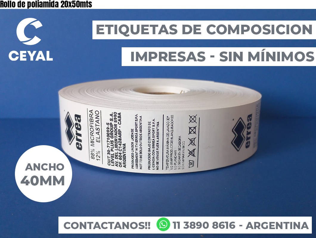 Rollo de poliamida 20x50mts