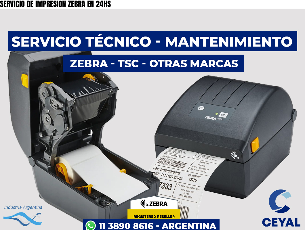 SERVICIO DE IMPRESION ZEBRA EN 24HS