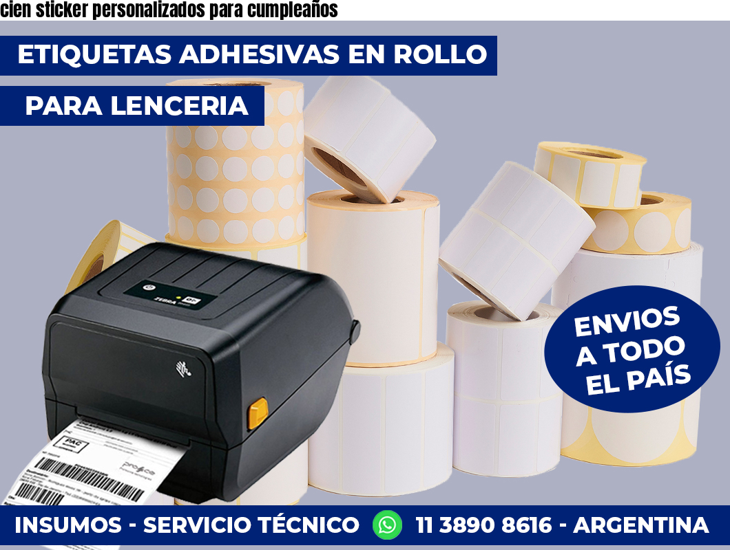cien sticker personalizados para cumpleaños