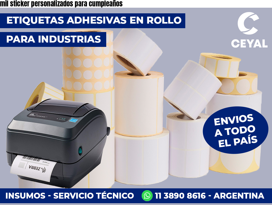 mil sticker personalizados para cumpleaños