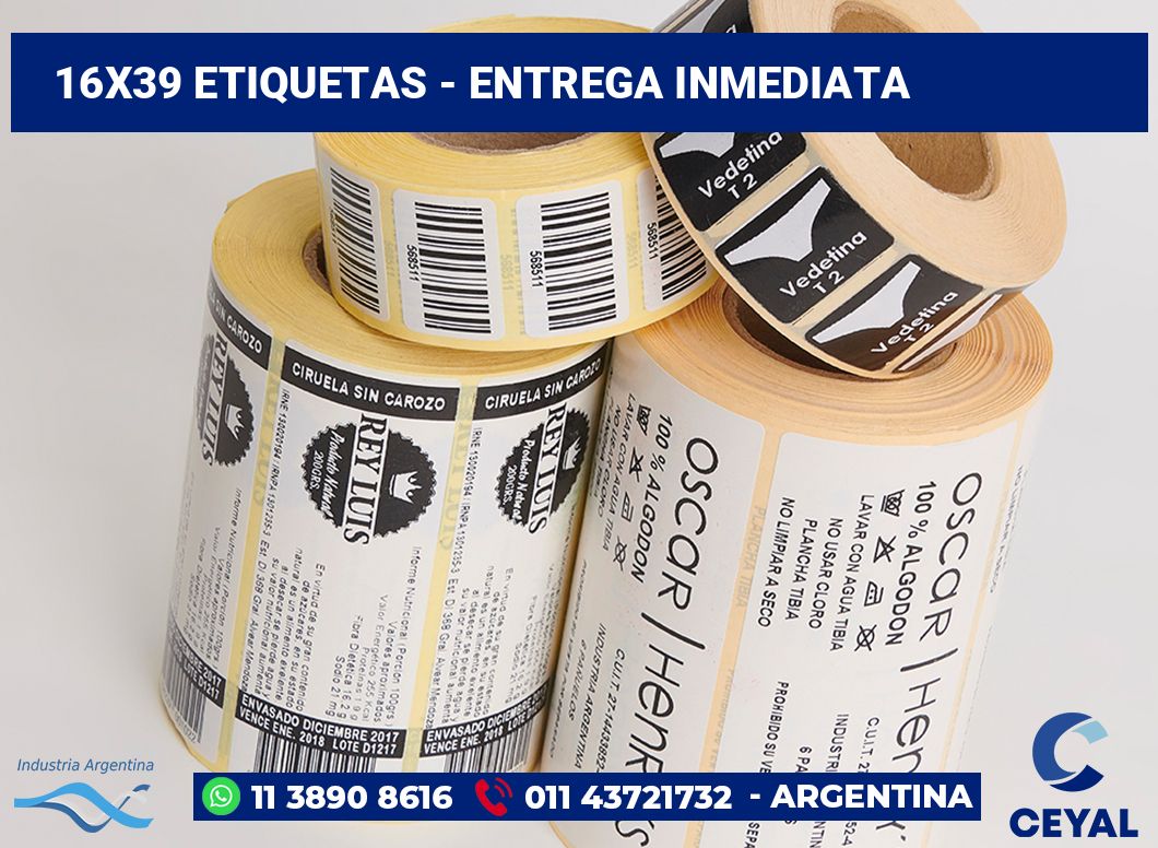 16x39 Etiquetas