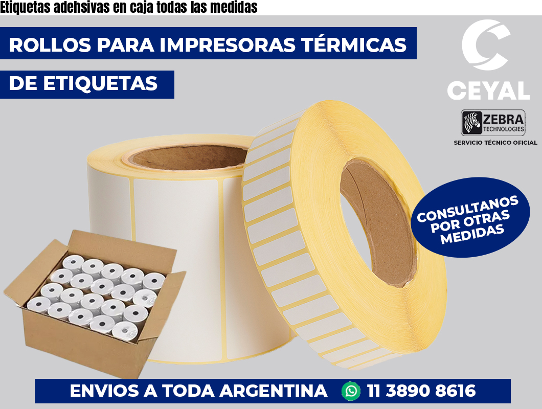Etiquetas adehsivas en caja todas las medidas