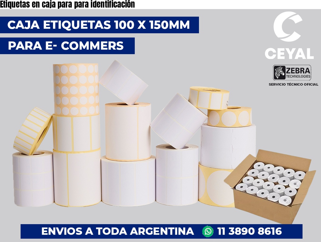 Etiquetas en caja para para identificación
