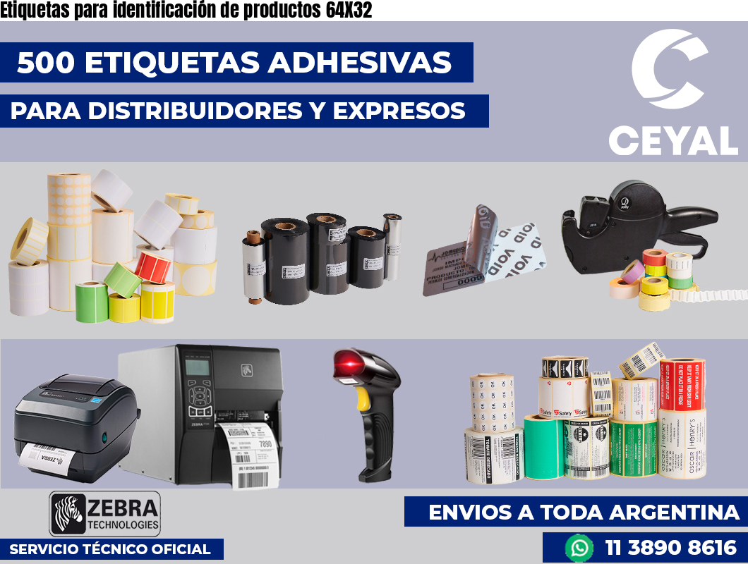 Etiquetas para identificación de productos 64X32