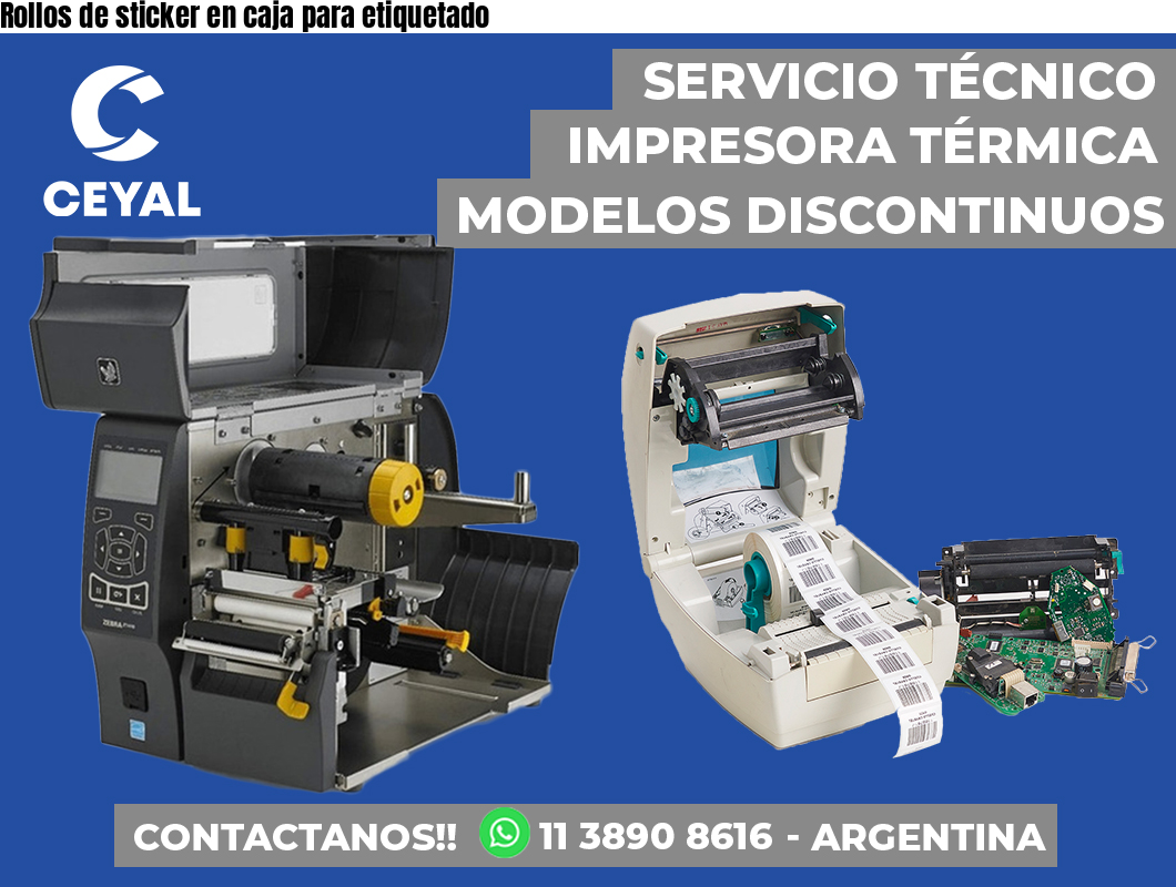Rollos de sticker en caja para etiquetado