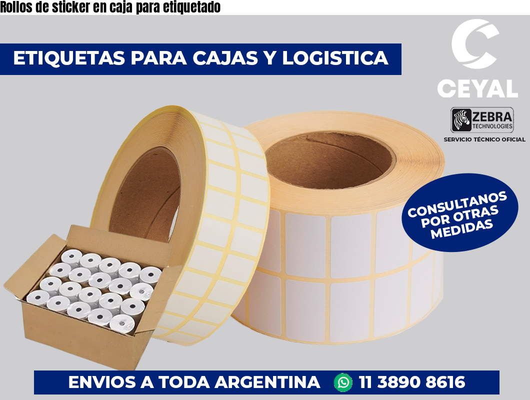 Rollos de sticker en caja para etiquetado