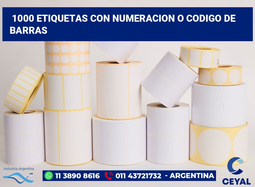 1000 Etiquetas con numeracion o codigo de barras