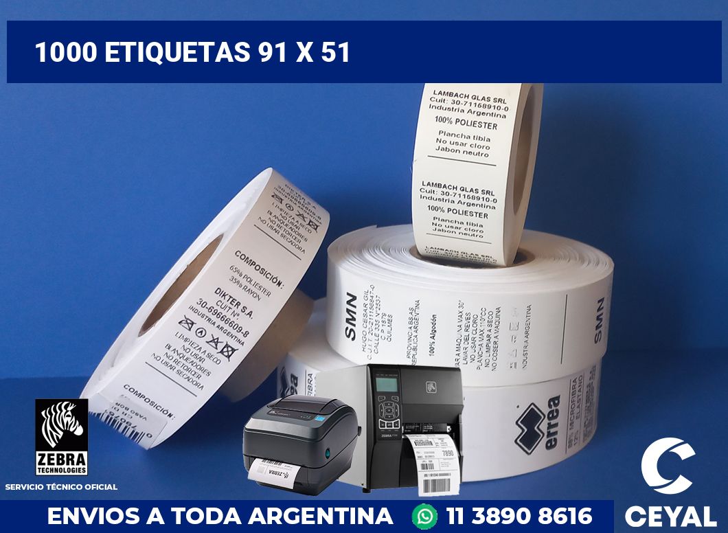 1000 etiquetas 91 x 51