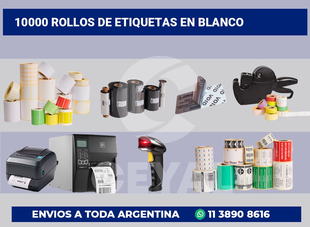 10000 Rollos de etiquetas en blanco