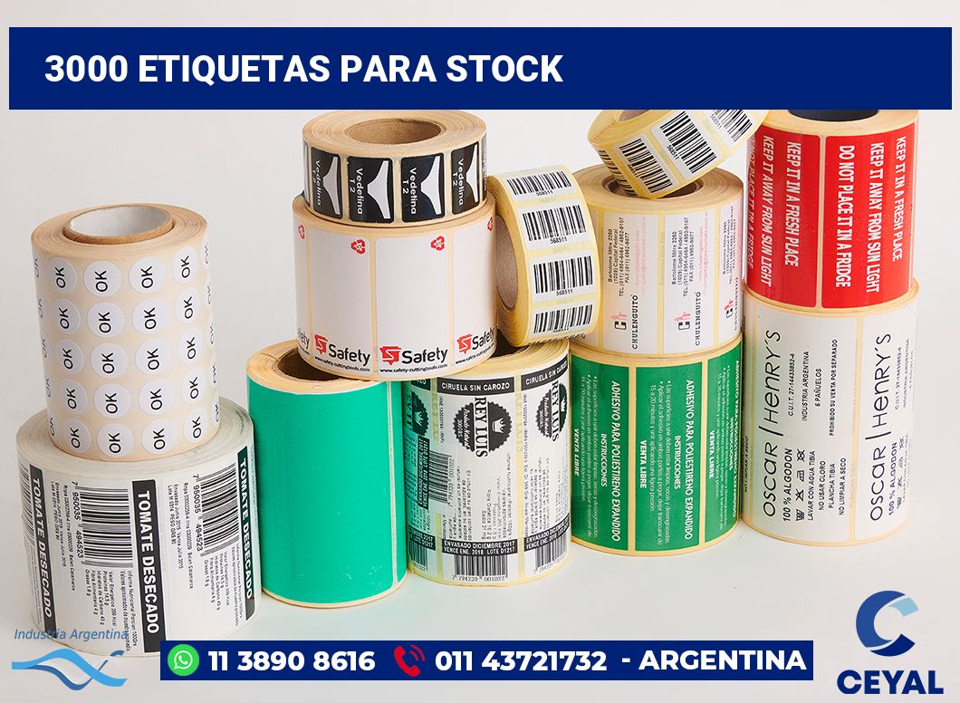 3000 Etiquetas para stock