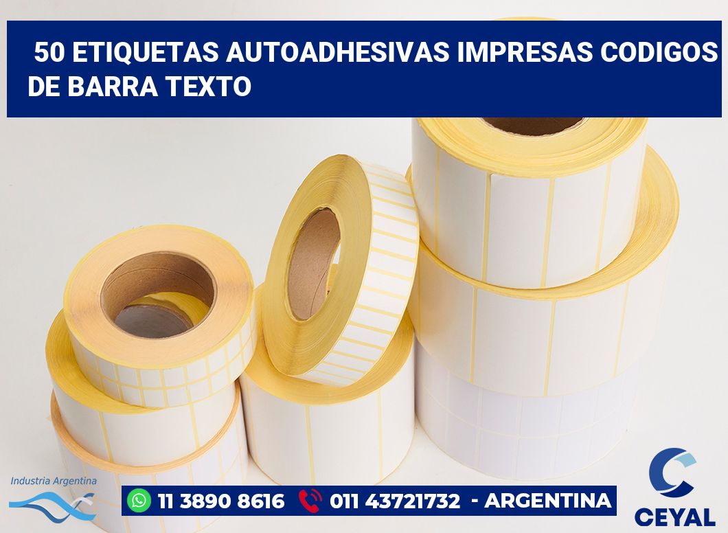 50 Etiquetas autoadhesivas impresas codigos de barra texto