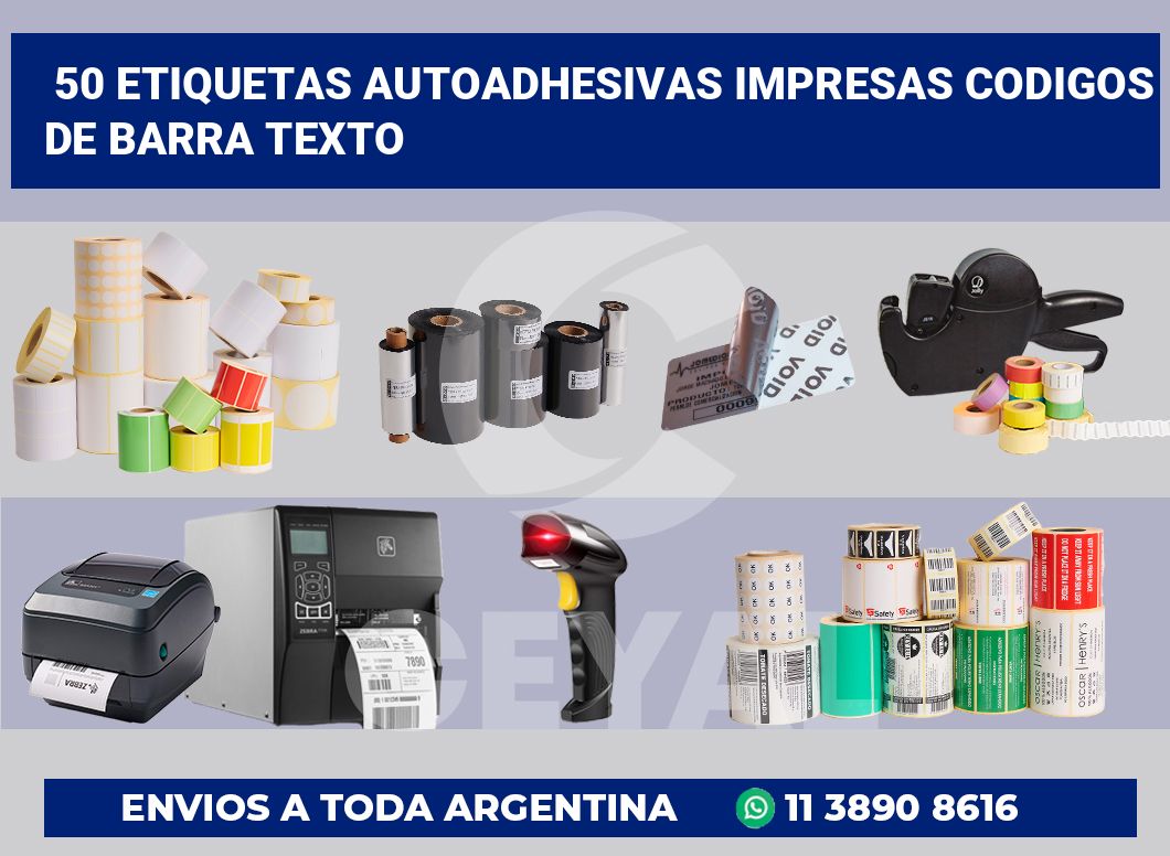 50 Etiquetas autoadhesivas impresas codigos de barra texto