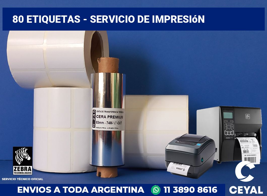80 etiquetas - servicio de impresión