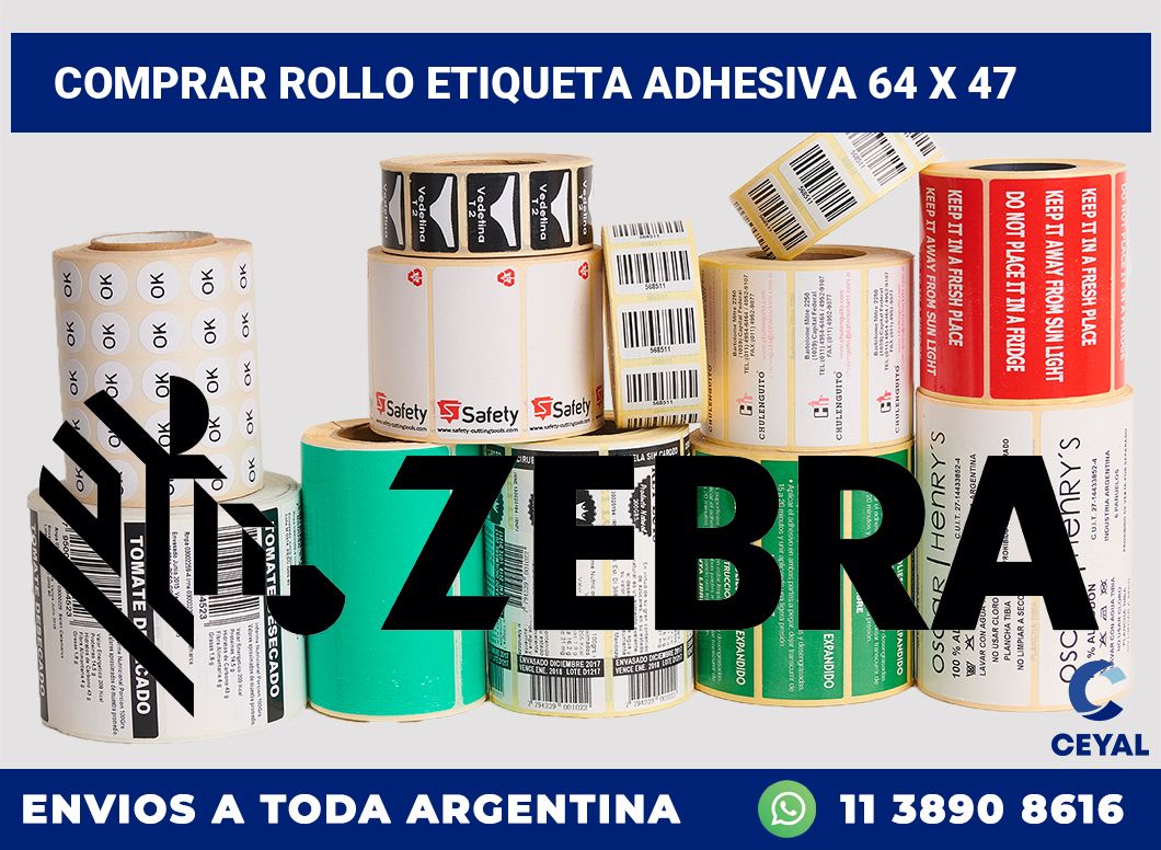 Comprar rollo etiqueta adhesiva 64 x 47