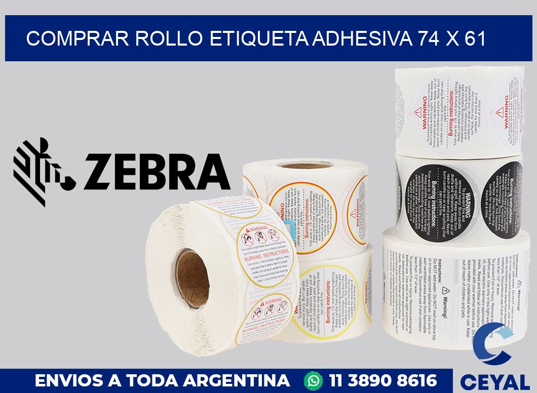 Comprar rollo etiqueta adhesiva 74 x 61