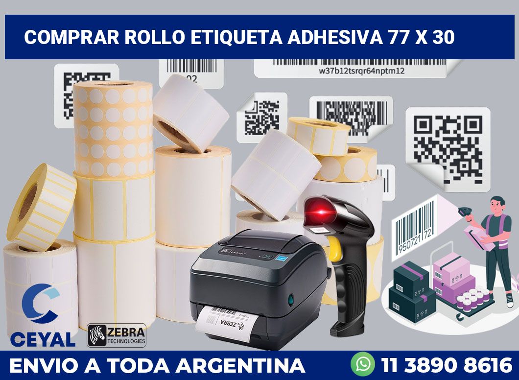 Comprar rollo etiqueta adhesiva 77 x 30