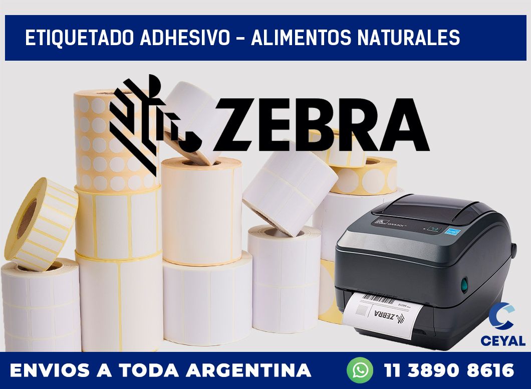 Etiquetado adhesivo - alimentos naturales