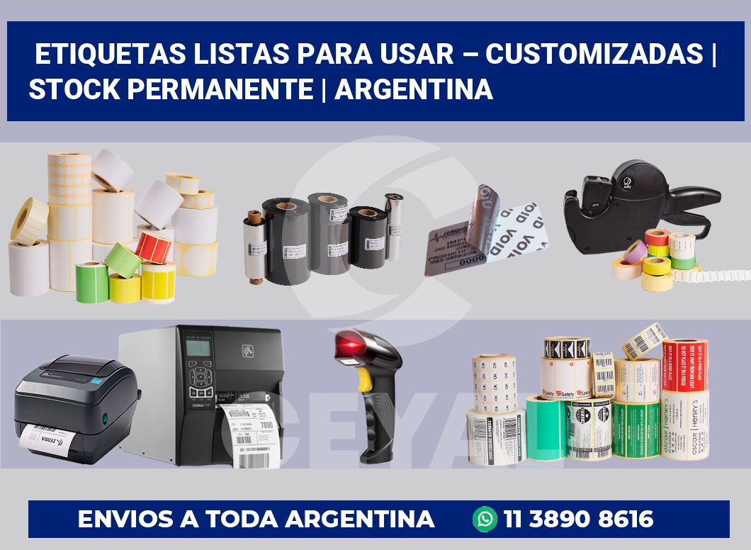 Etiquetas listas para usar – customizadas | Stock permanente | Argentina