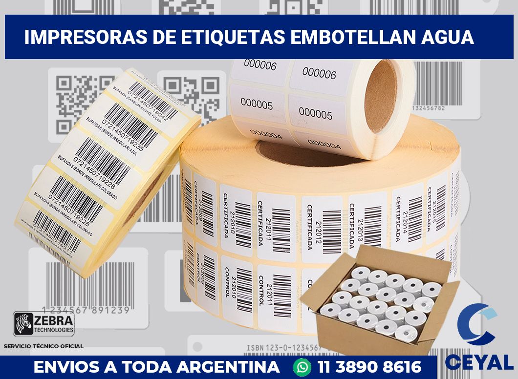 Impresoras de etiquetas Embotellan agua