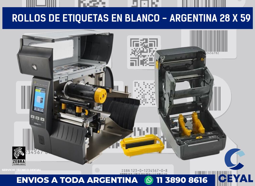 Rollos de etiquetas en blanco - Argentina 28 x 59