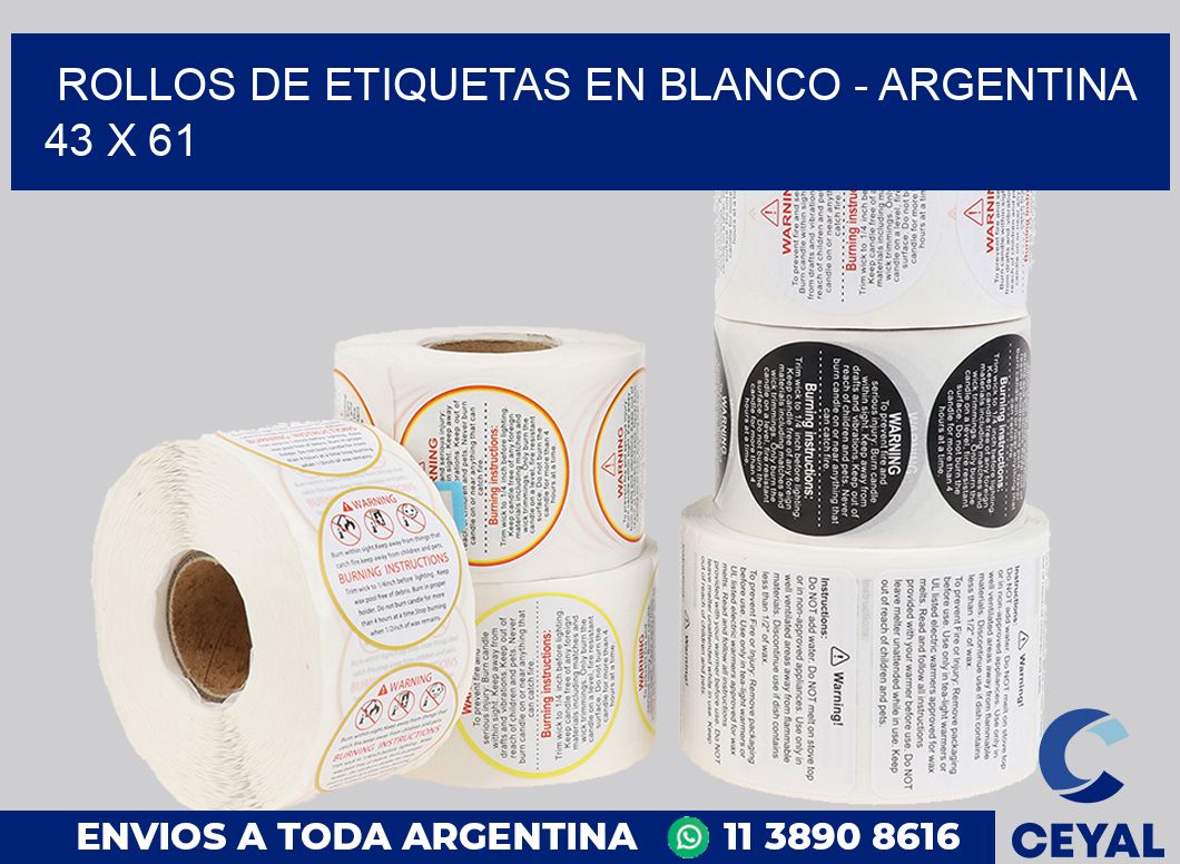 Rollos de etiquetas en blanco – Argentina 43 x 61