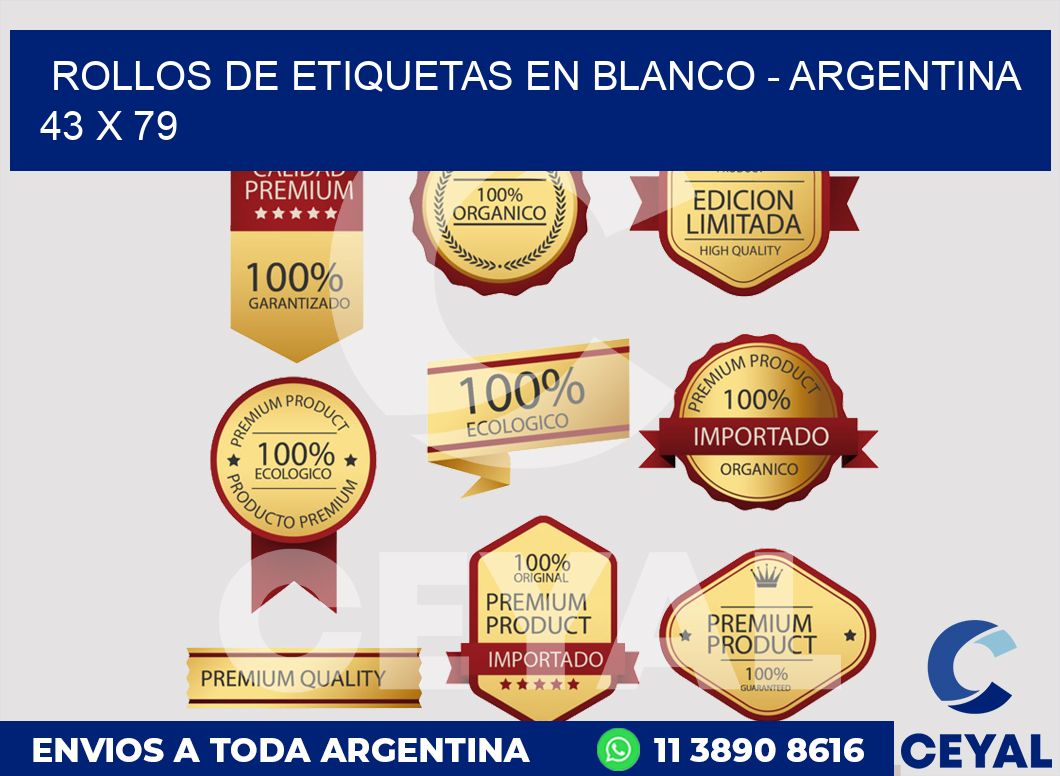 Rollos de etiquetas en blanco - Argentina 43 x 79