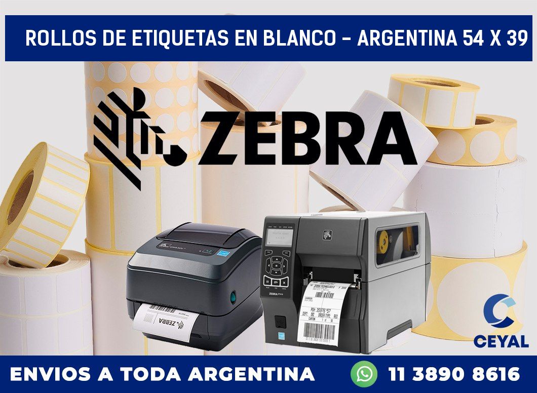 Rollos de etiquetas en blanco - Argentina 54 x 39