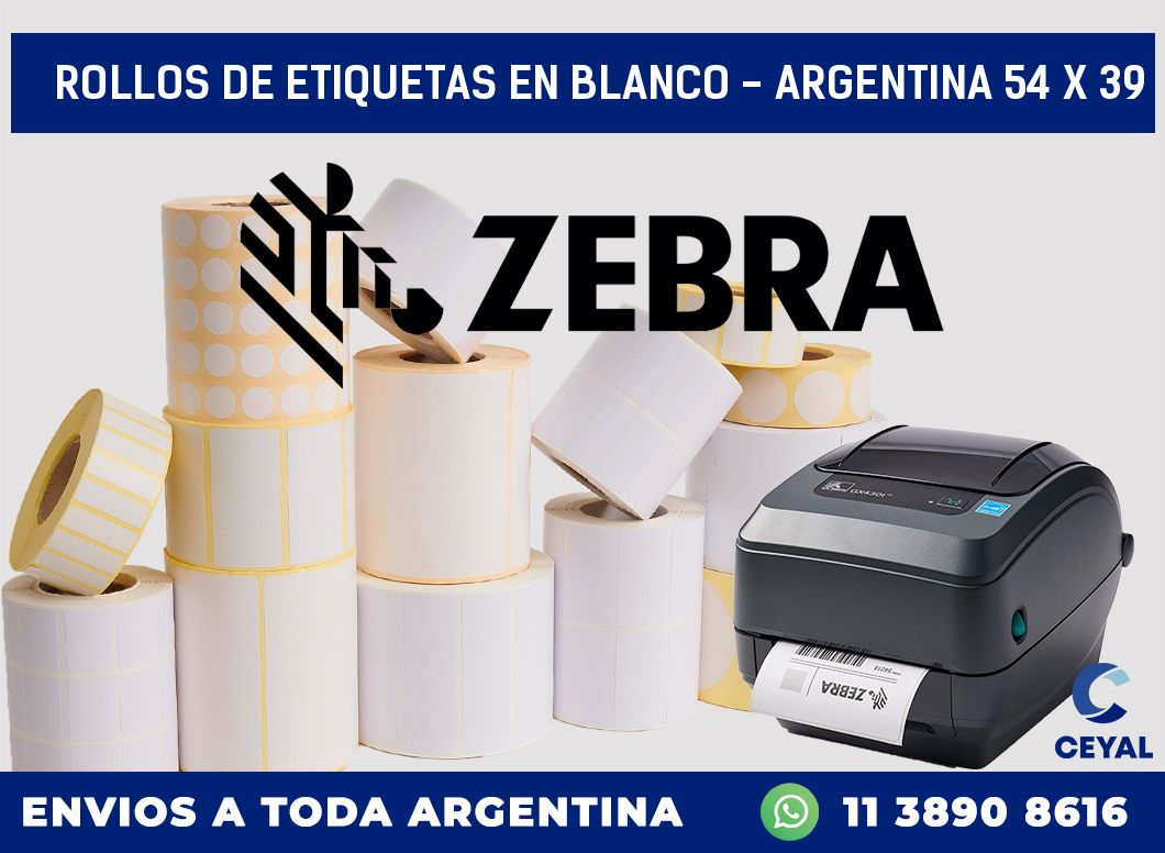 Rollos de etiquetas en blanco – Argentina 54 x 39