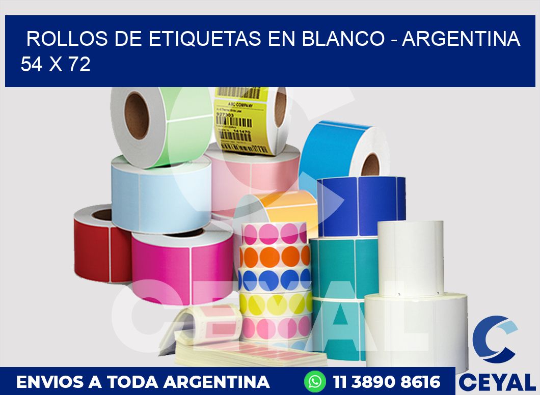 Rollos de etiquetas en blanco - Argentina 54 x 72