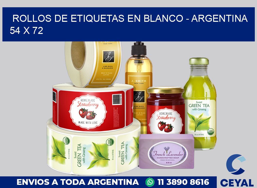 Rollos de etiquetas en blanco – Argentina 54 x 72