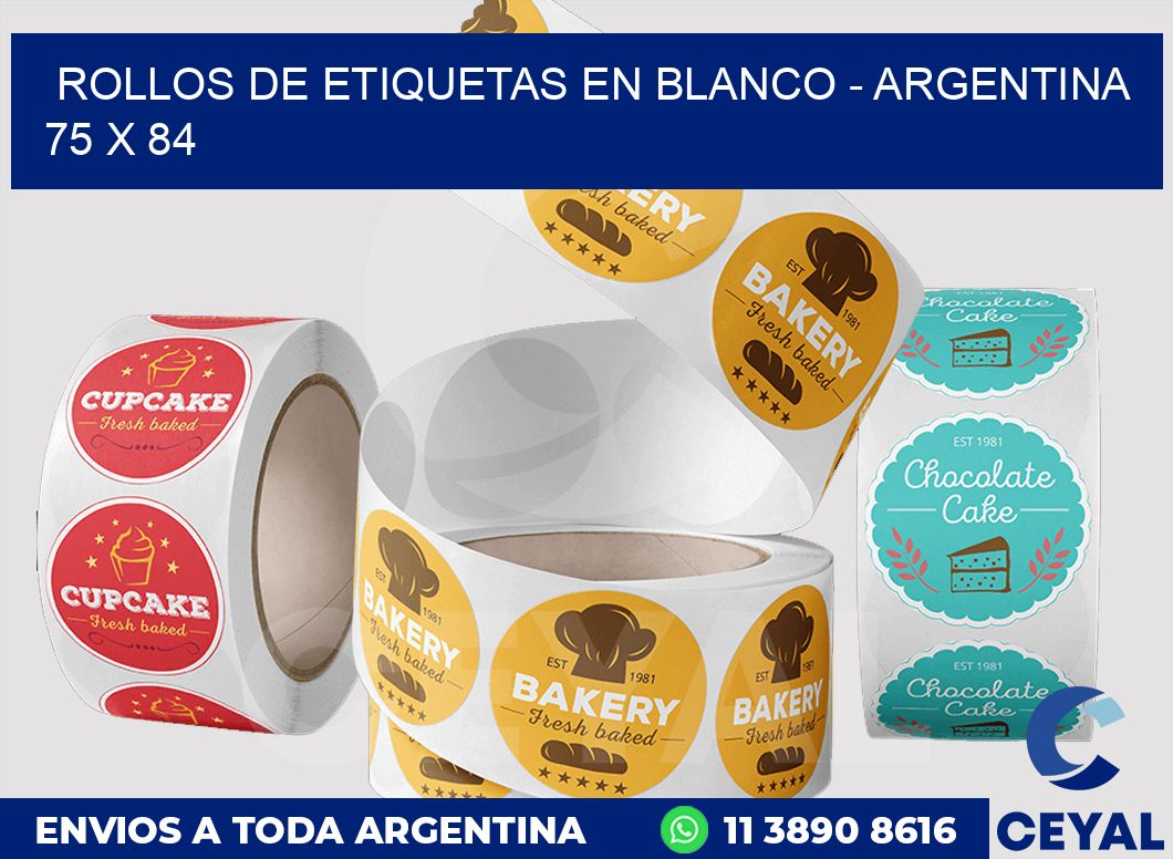 Rollos de etiquetas en blanco - Argentina 75 x 84