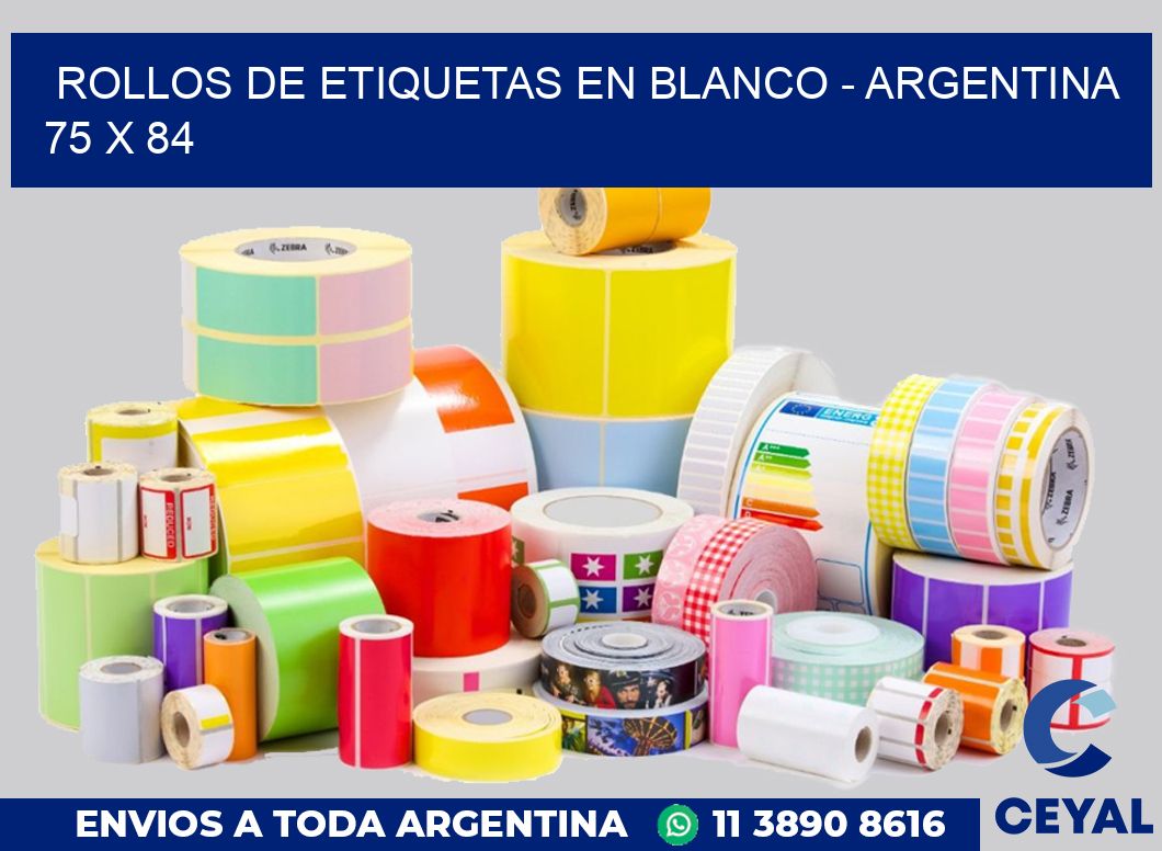 Rollos de etiquetas en blanco – Argentina 75 x 84