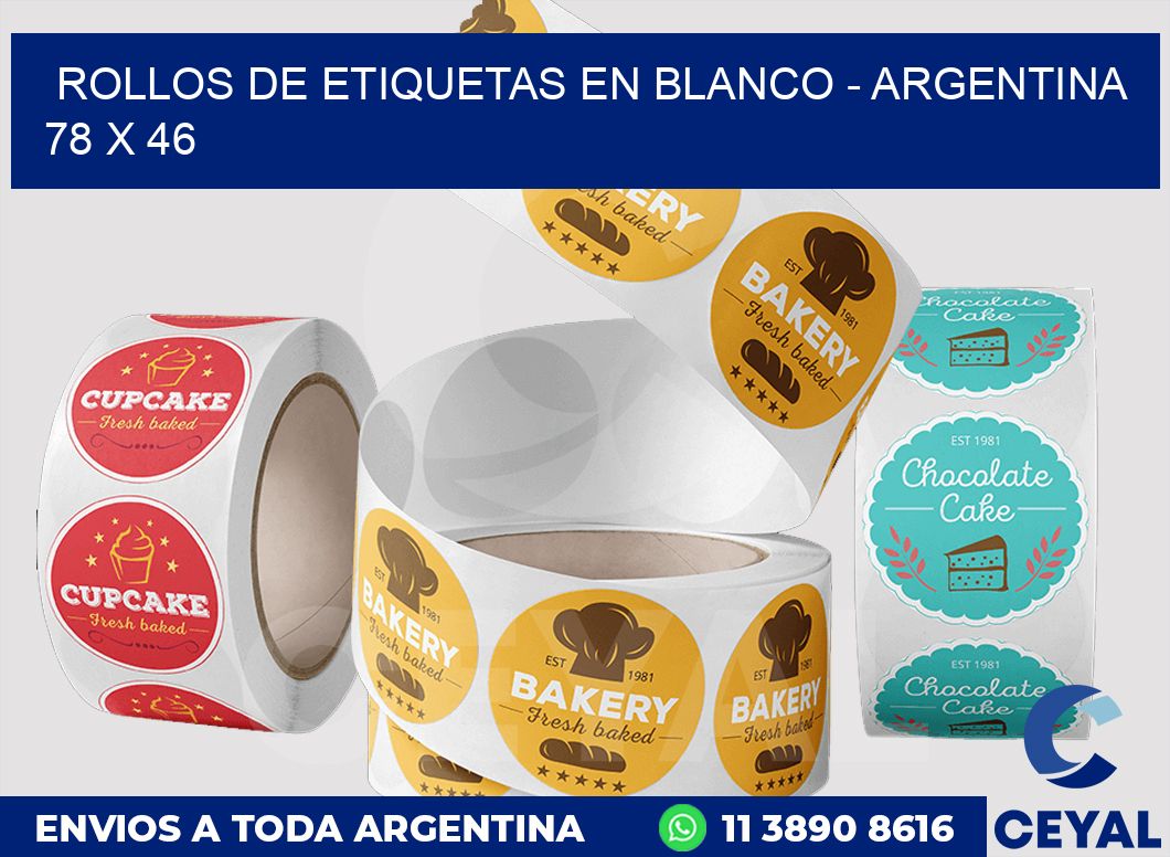 Rollos de etiquetas en blanco – Argentina 78 x 46