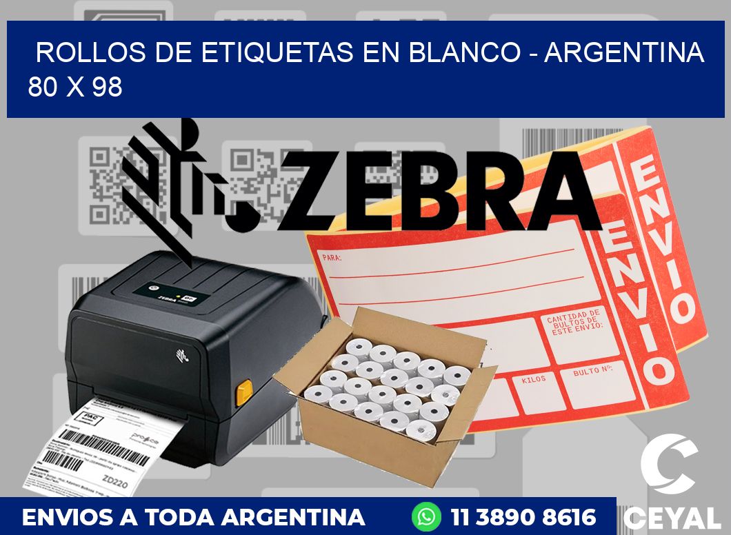 Rollos de etiquetas en blanco - Argentina 80 x 98