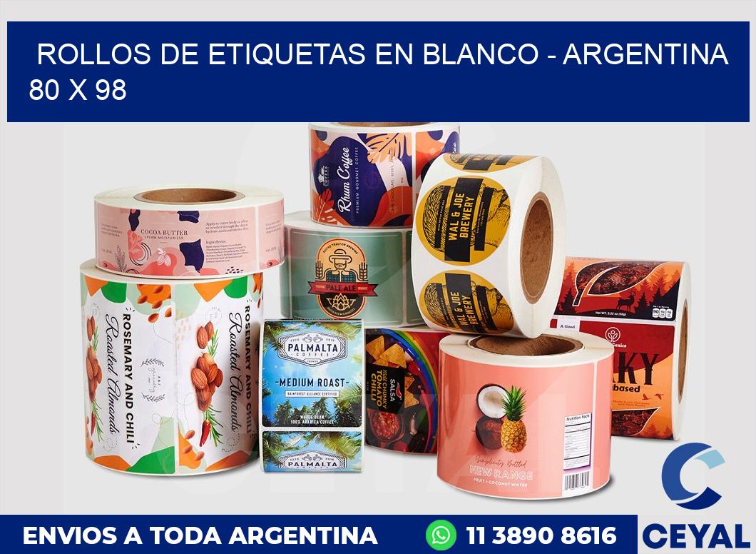 Rollos de etiquetas en blanco – Argentina 80 x 98
