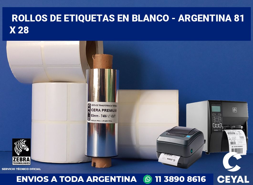 Rollos de etiquetas en blanco - Argentina 81 x 28