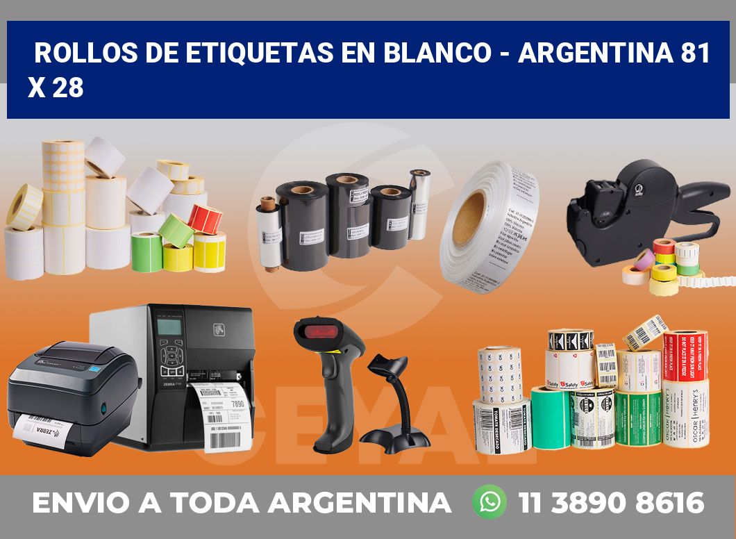 Rollos de etiquetas en blanco - Argentina 81 x 28