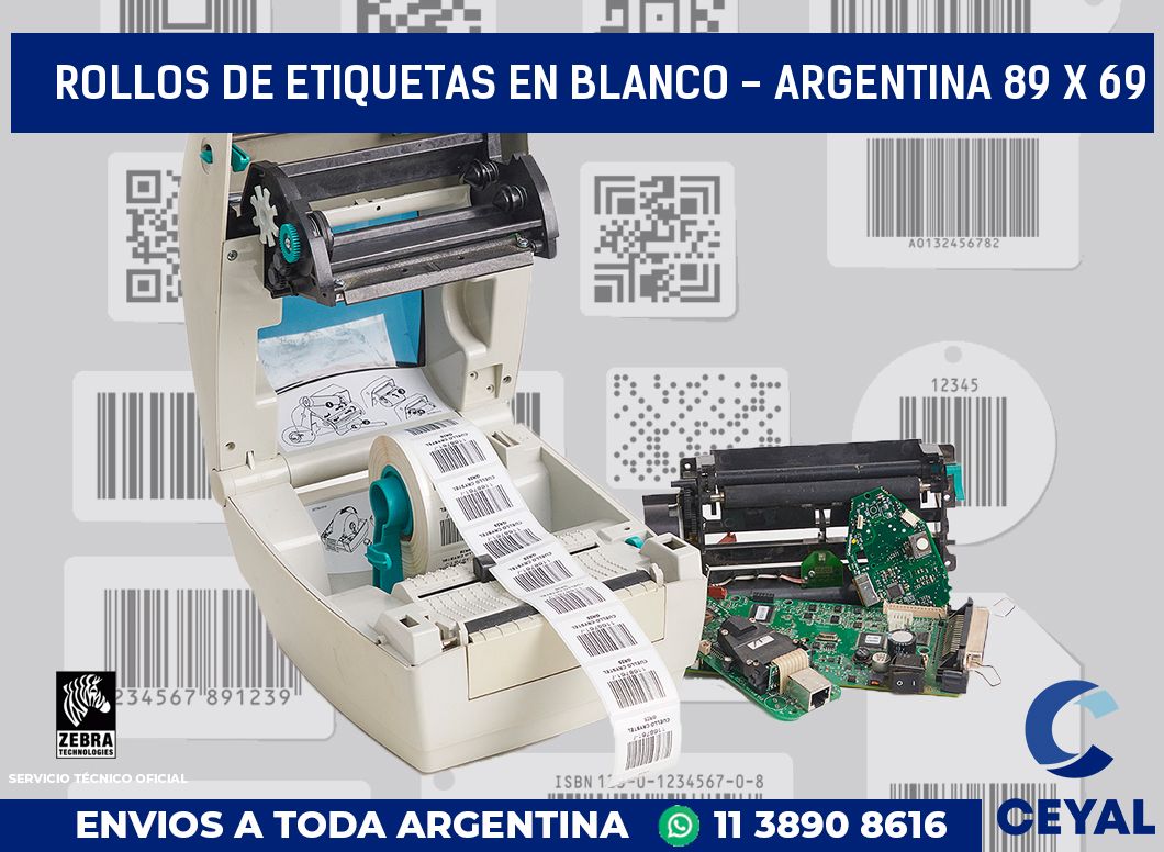 Rollos de etiquetas en blanco - Argentina 89 x 69